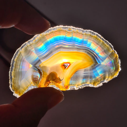47.30 Cts Phenomenal Iris Agate Slice - Rare Collection of Indonesia Rainbow Iris Agate