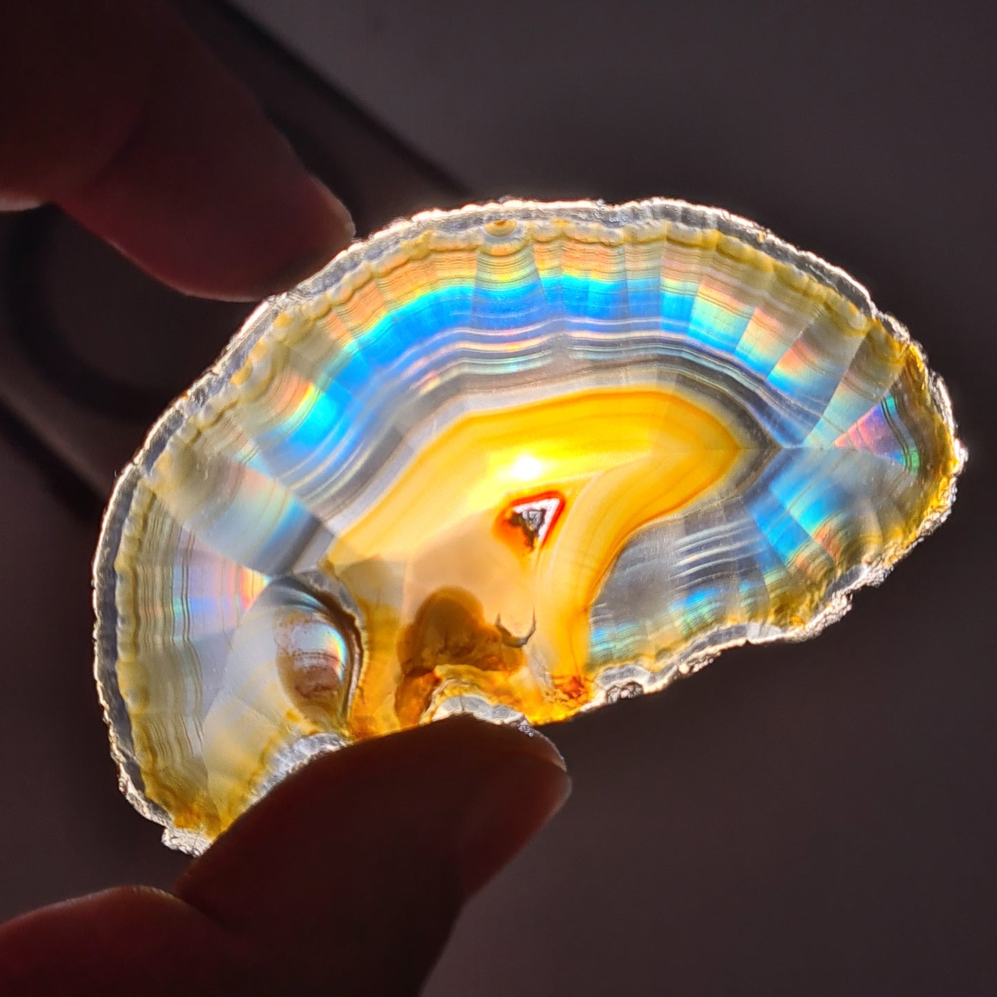 47.30 Cts Phenomenal Iris Agate Slice - Rare Collection of Indonesia Rainbow Iris Agate