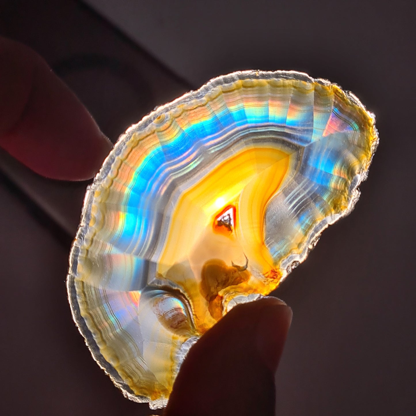 47.30 Cts Phenomenal Iris Agate Slice - Rare Collection of Indonesia Rainbow Iris Agate