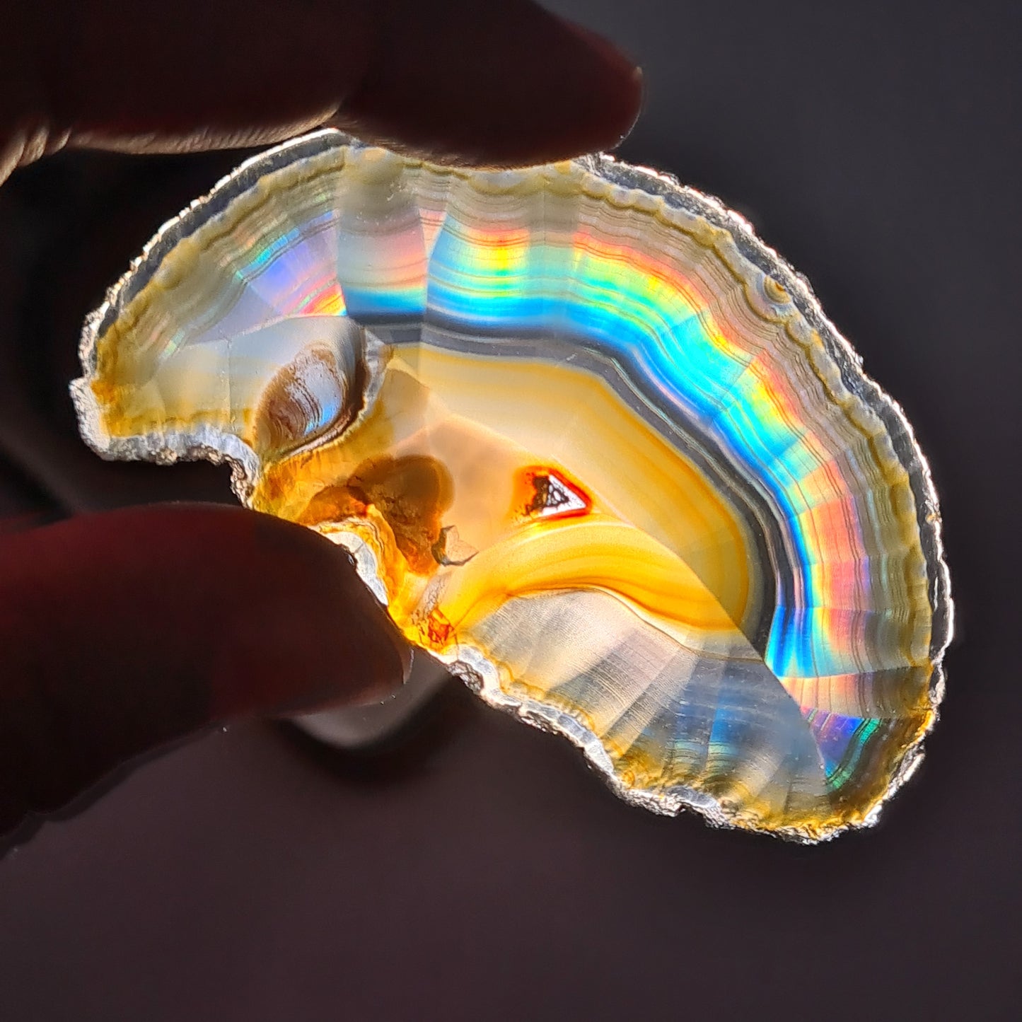 47.30 Cts Phenomenal Iris Agate Slice - Rare Collection of Indonesia Rainbow Iris Agate