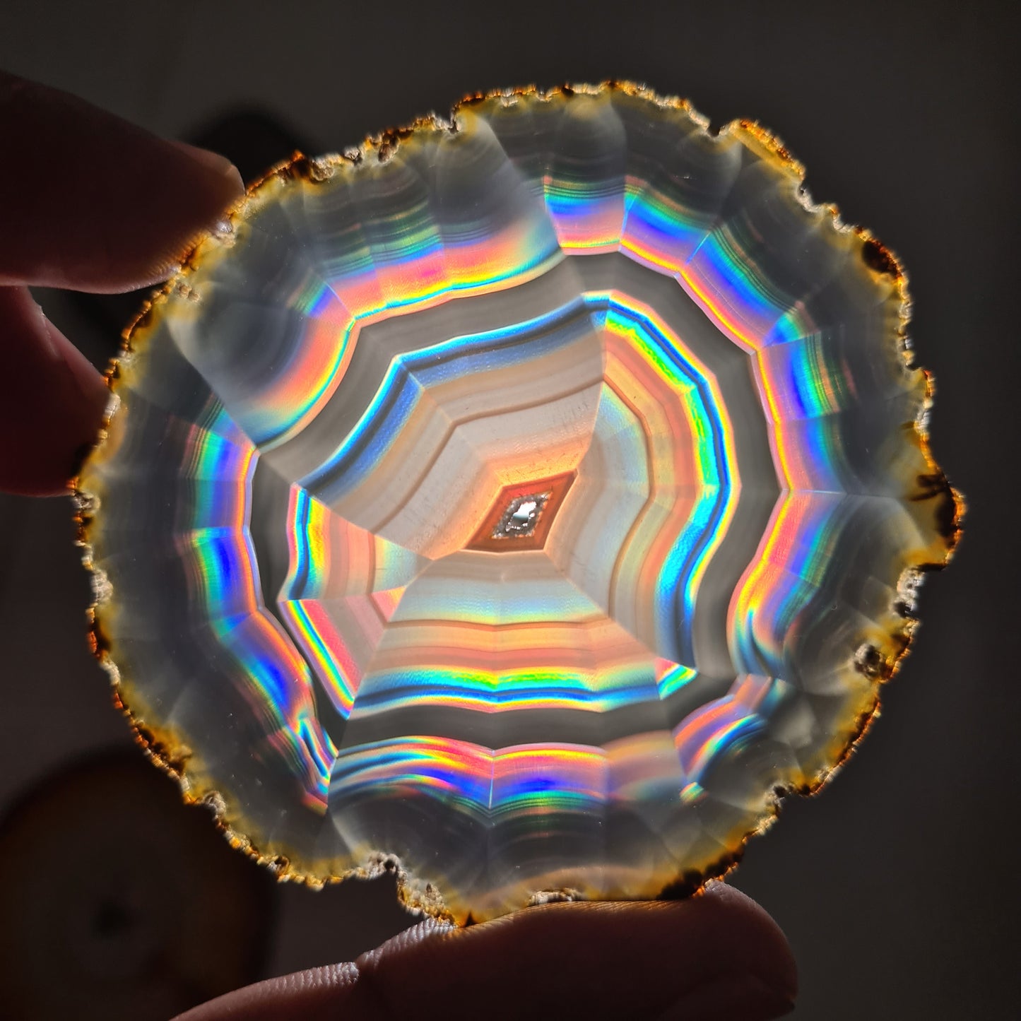 76.75 Cts High Quality Multifire Rainbow Iris Agate Slice, 2 Slab one Material Indonesian Iris Agate Slice