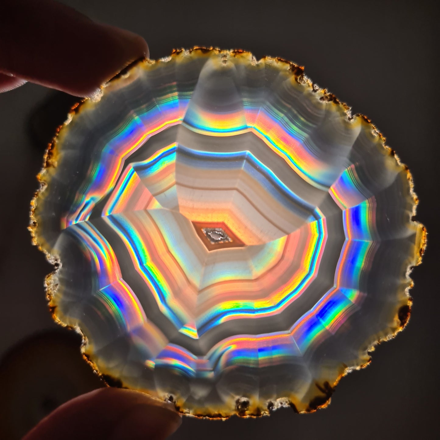 76.75 Cts High Quality Multifire Rainbow Iris Agate Slice, 2 Slab one Material Indonesian Iris Agate Slice