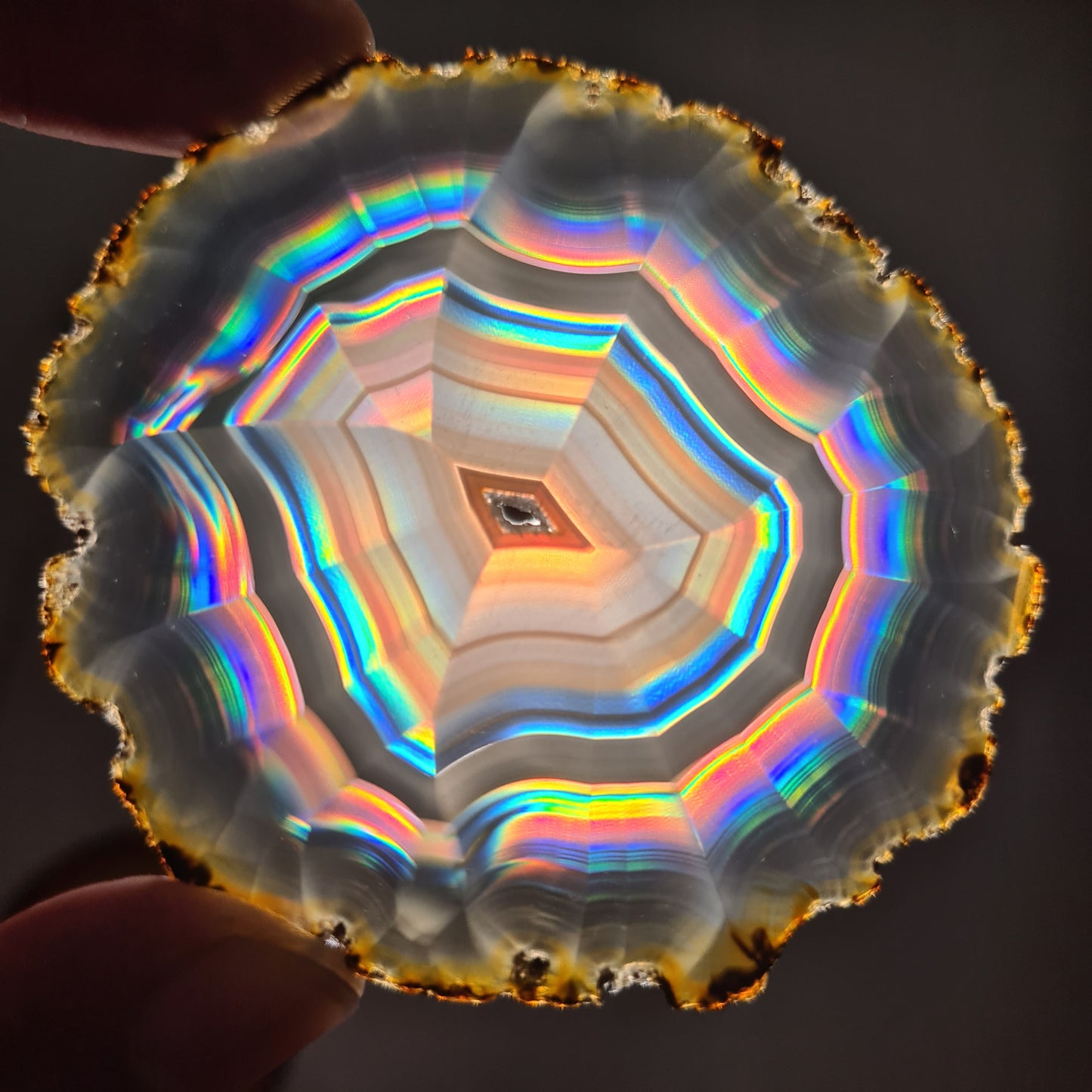 76.75 Cts High Quality Multifire Rainbow Iris Agate Slice, 2 Slab one Material Indonesian Iris Agate Slice