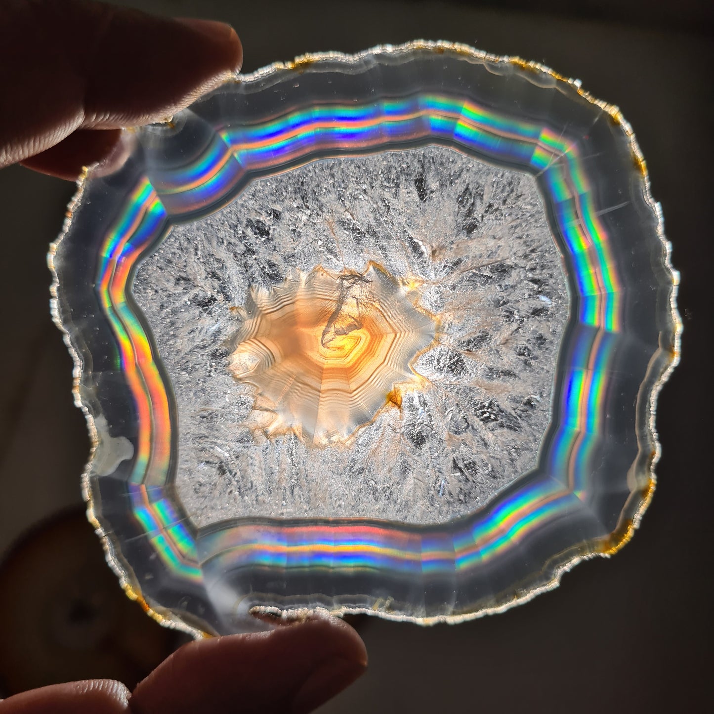 123.80 Cts Awesome Iris Agate Slice - Rare Collection of Indonesia Rainbow Iris Agate