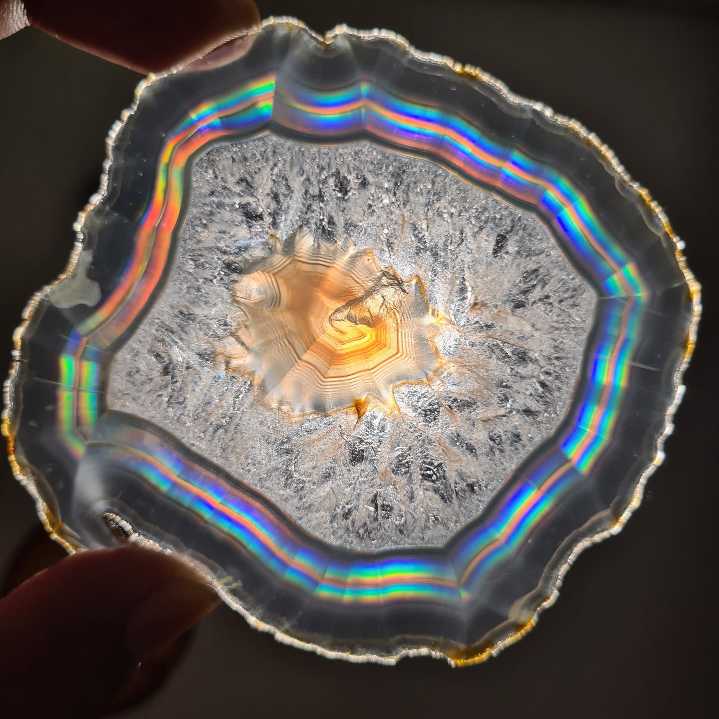 123.80 Cts Awesome Iris Agate Slice - Rare Collection of Indonesia Rainbow Iris Agate