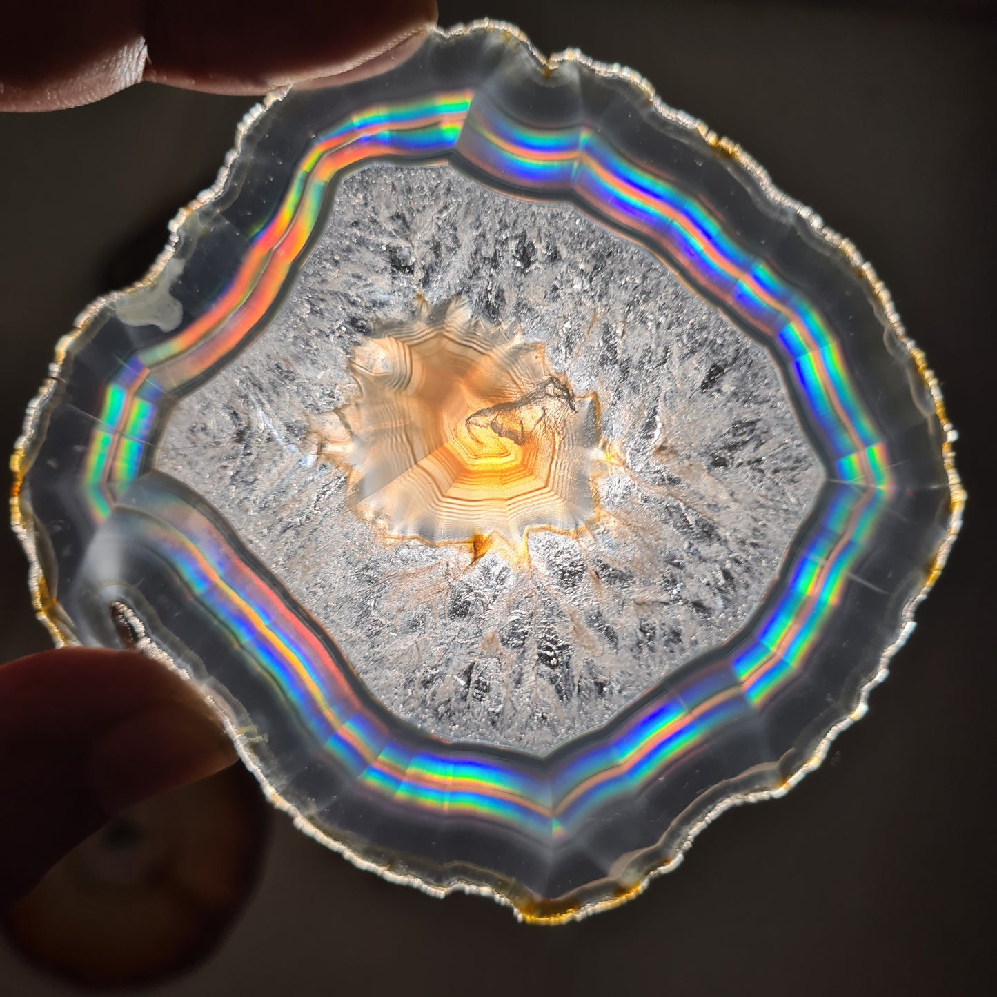 123.80 Cts Awesome Iris Agate Slice - Rare Collection of Indonesia Rainbow Iris Agate