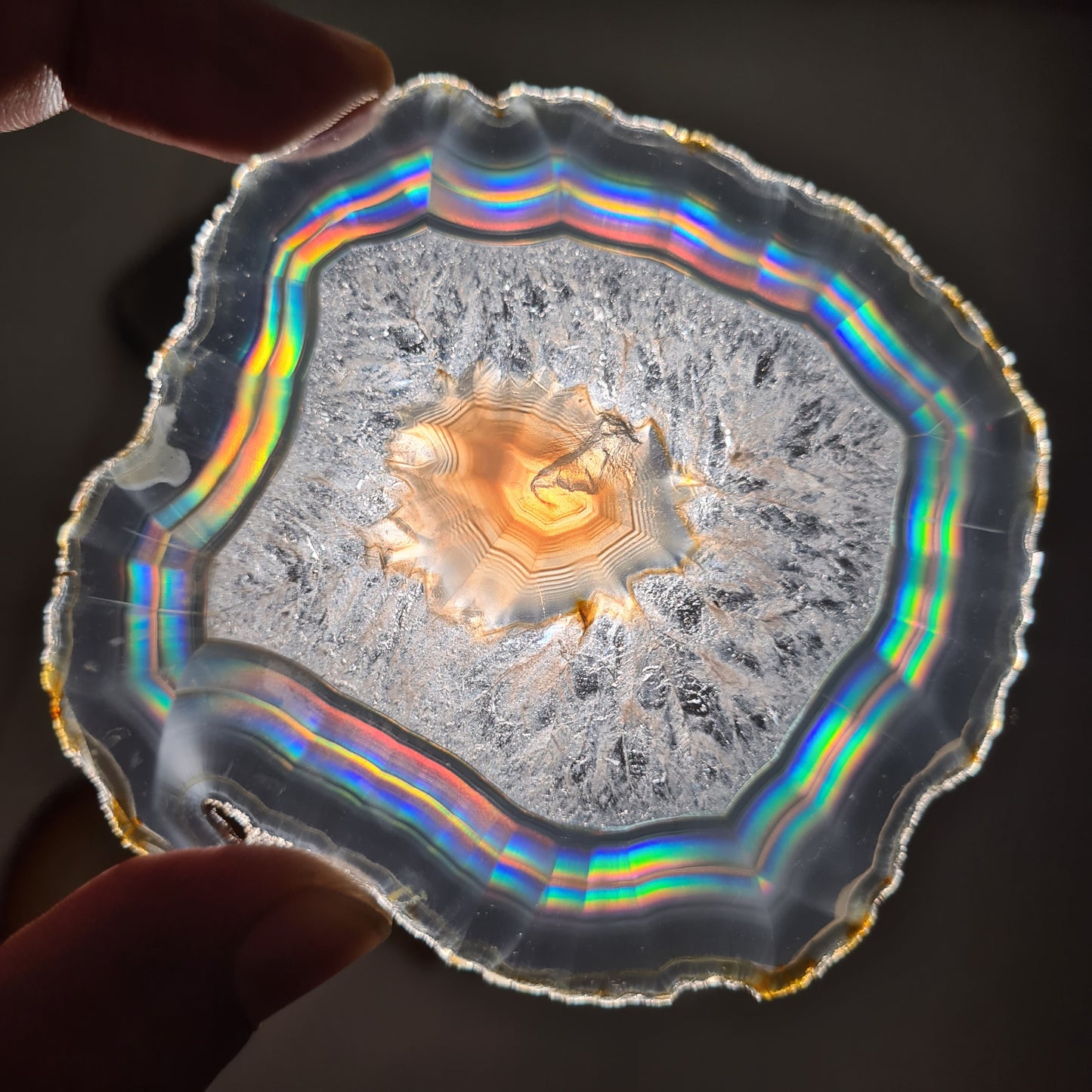 123.80 Cts Awesome Iris Agate Slice - Rare Collection of Indonesia Rainbow Iris Agate