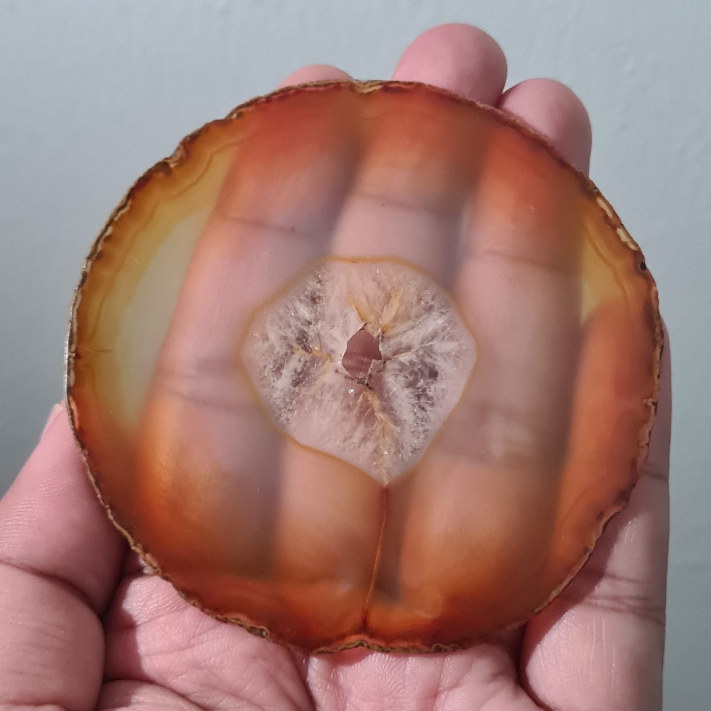 114.70 Cts Premium Rounded Rainbow Iris Agate Slice - Rare Collection of Indonesia Rainbow Iris Agate