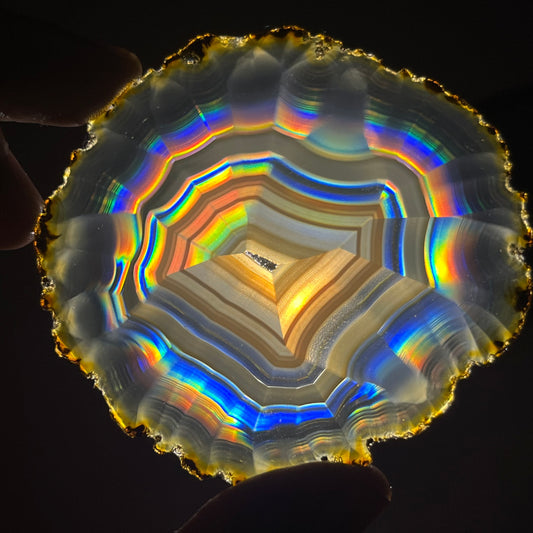68.90 Cts Iris Agate Slice – Natural Rainbow Agate Slice, Polished Gemstone, Collector Stone & Home Decor from Indonesia