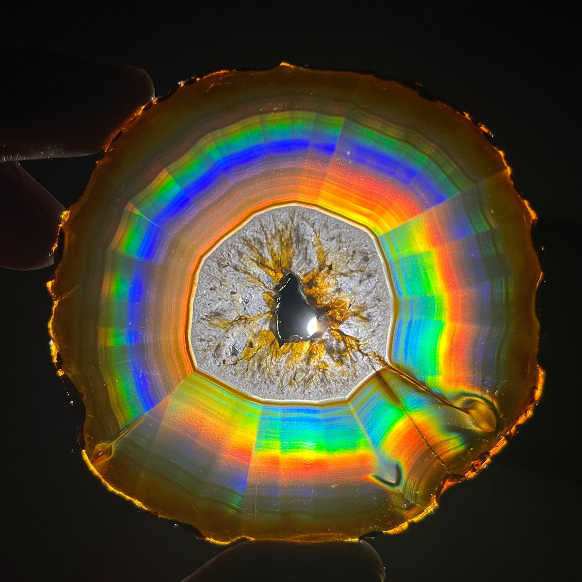 89.50 Cts Natural Iris Agate Slice – Rainbow Agate Gemstone Slice, Polished Collector Stone & Crystal Home Decor