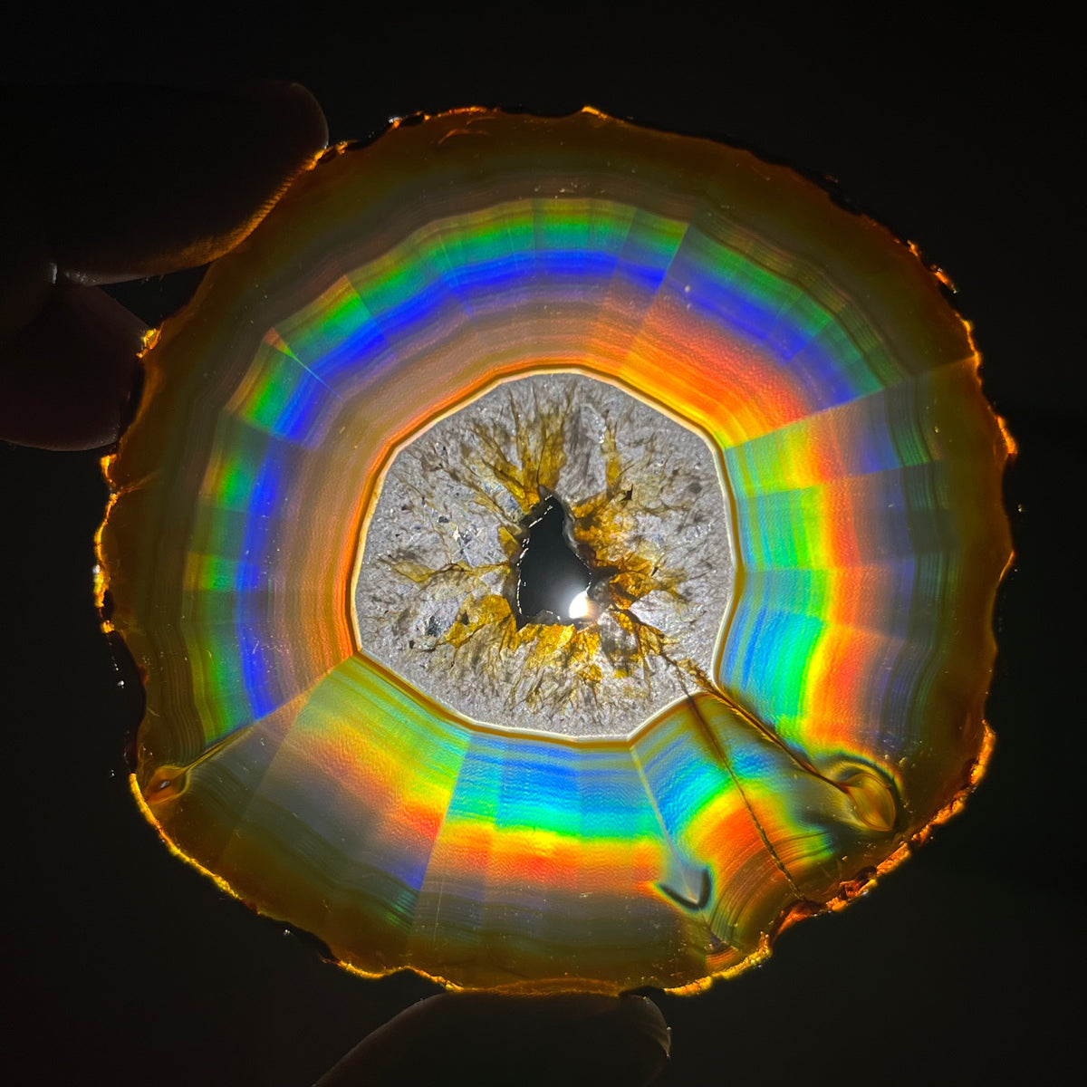 89.50 Cts Natural Iris Agate Slice – Rainbow Agate Gemstone Slice, Polished Collector Stone & Crystal Home Decor