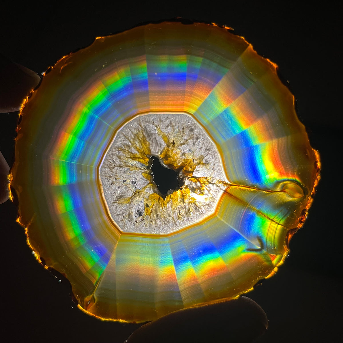 89.50 Cts Natural Iris Agate Slice – Rainbow Agate Gemstone Slice, Polished Collector Stone & Crystal Home Decor