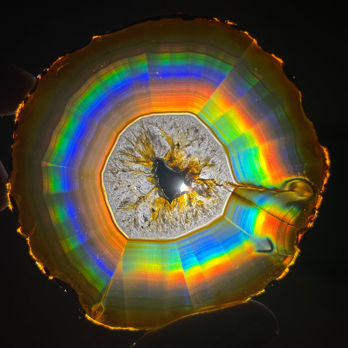 89.50 Cts Natural Iris Agate Slice – Rainbow Agate Gemstone Slice, Polished Collector Stone & Crystal Home Decor