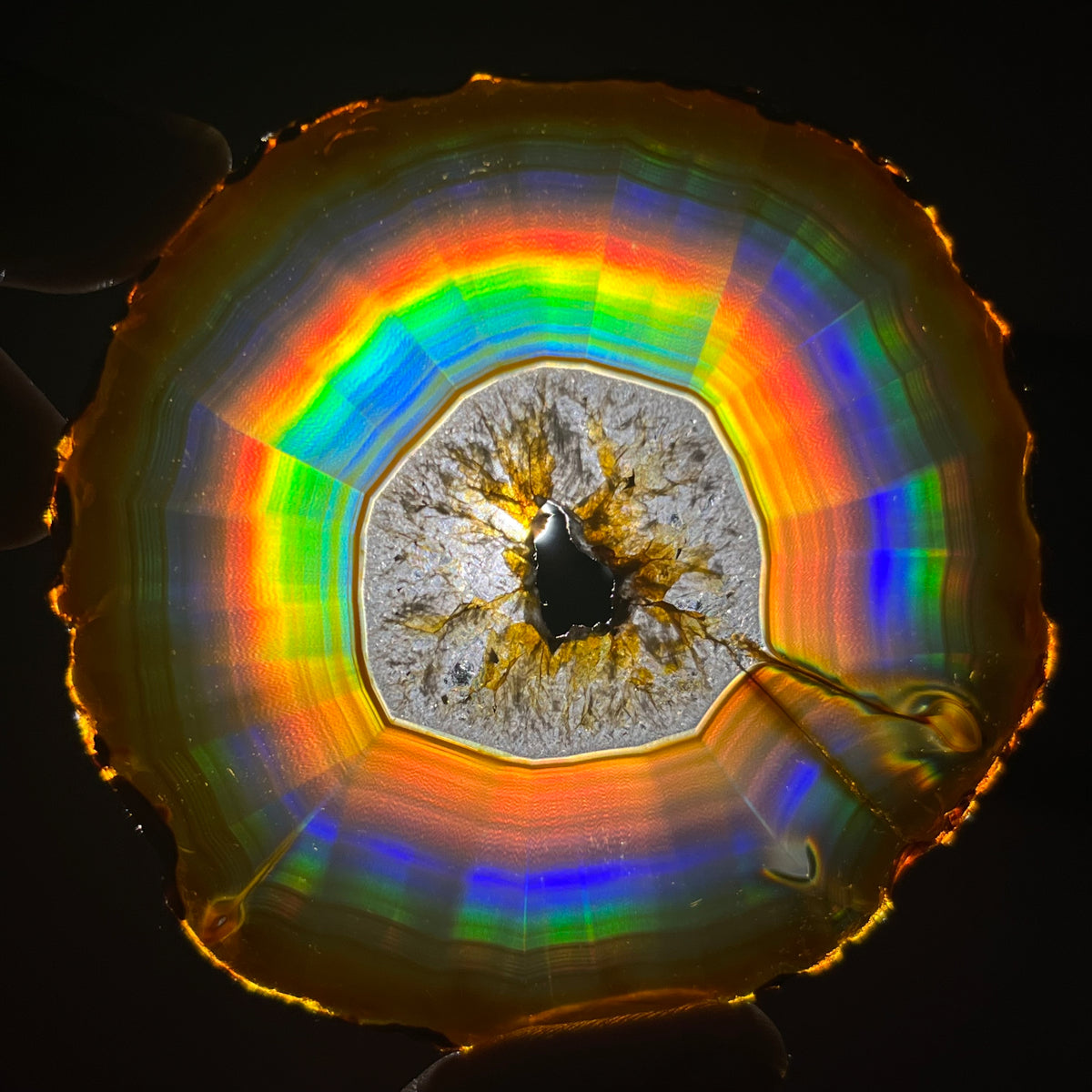 89.50 Cts Natural Iris Agate Slice – Rainbow Agate Gemstone Slice, Polished Collector Stone & Crystal Home Decor