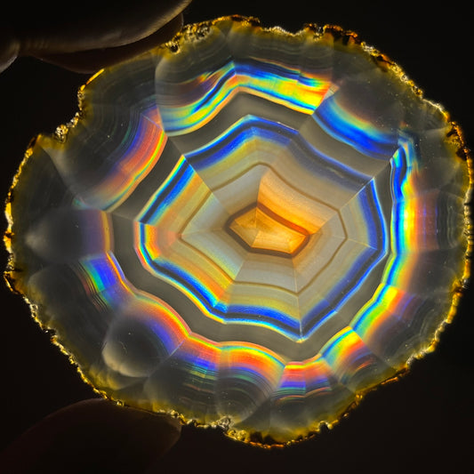 75.15 Cts Iris Agate Slice from Indonesia – Natural Rainbow Agate, Polished Gemstone Slice & Collector Specimen