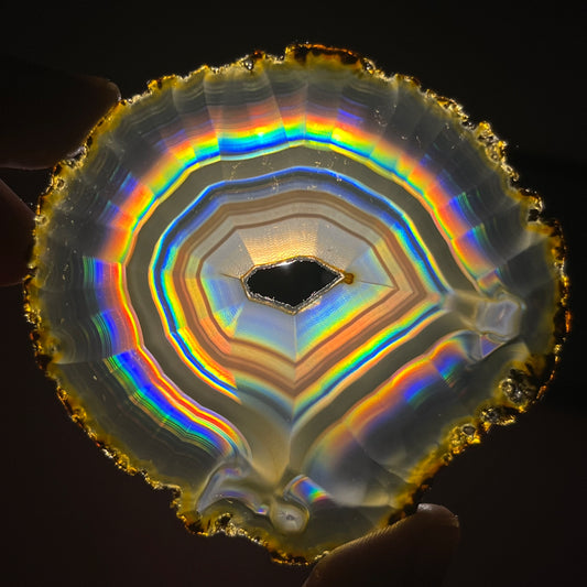 77.45 Cts Natural Iris Agate Slice – High Grade Rainbow Agate, Gemstone Slice, Collector Specimen & Home Decor