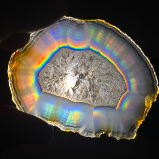 50.20 Cts Iris Agate Slice Gemstone – Natural Rainbow Agate from Indonesia, Polished Stone for Collectors & Decor