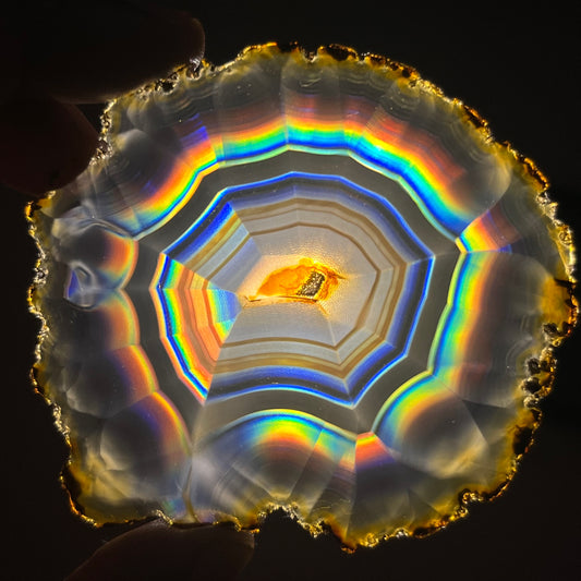 60.80 Cts Iris Agate Slice – Natural Indonesian Agate, Rainbow Gemstone Slice, Collector Specimen & Display Stone