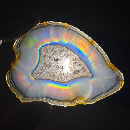 51.90 Cts Iris Agate Slice from Indonesia – Natural Rainbow Gemstone, Agate Collector Specimen & Decorative Stone