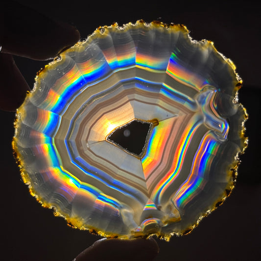 71.15 Cts Iris Agate Slice – Natural Indonesian Rainbow Agate, Polished Gemstone Slice, Collector Specimen & Crystal Decor