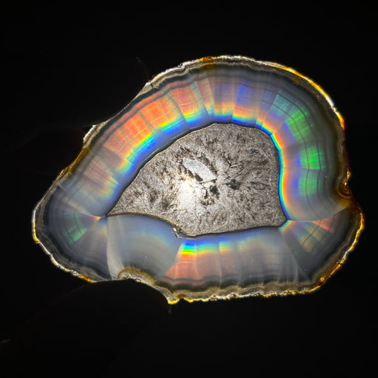 51.55 Cts Iris Agate Slice – Natural Rainbow Agate Gemstone from Indonesia, Polished Stone, Collector Piece & Home Decor