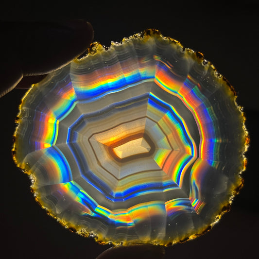 76.55 Cts Iris Agate Slice – High Grade Natural Rainbow Agate, Indonesian Gemstone Slice, Display Stone & Collector Specimen